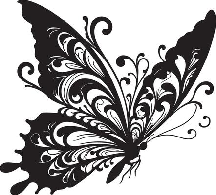 Butterfly silhouette image isolated on white background