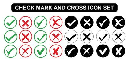 Check Mark and Cross Icon Set vector