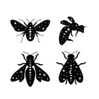 Set of celestial flying honey bee illustrations vector