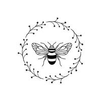 Bee and wreath illustration vector