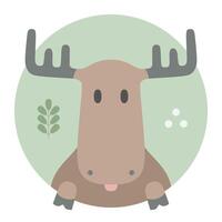 Animal set. Portrait in flat graphics - Moose vector