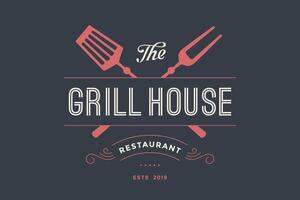 Label of Grill House restaurant vector