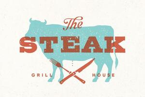 Steak, cow. Poster for grill house vector