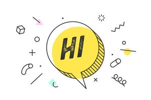 HI. Banner, speech bubble, poster and sticker concept vector