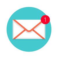 Icon of new mail envelope. White envelope with red marker vector