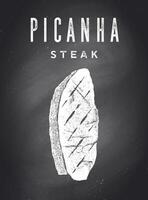 Steak, Chalkboard. Kitchen poster with steak silhouette vector