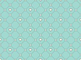 Seamless pattern with white heart and dot on a turquoise background for Valentine Day. Illustration. vector