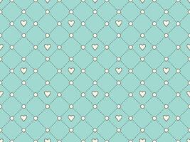 Seamless pattern with white heart and dot on a turquoise background for Valentine Day. Illustration. vector