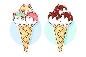 Icon ice cream different pastel color in line graphic vector