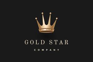 logo con Rey corona y inscripción oro estrella empresa vector
