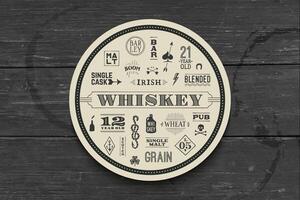 Coaster for whiskey and alcoholic beverages vector