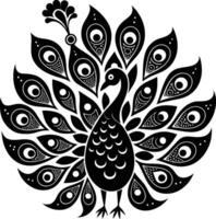 Peacock Theme Rangoli Silhouette Design vector