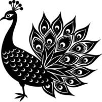 Peacock Theme Rangoli Silhouette Design vector