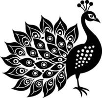 Peacock Theme Rangoli Silhouette Design vector