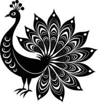 Peacock Theme Rangoli Silhouette Design vector