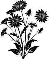 Wildflower silhouette illustration design vector