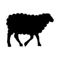 Walking Sheep Silhouette on white board vector