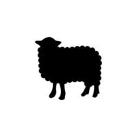 Standing sheep silhouette on white board vector