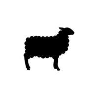 Standing sheep silhouette on white board vector