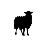 Standing sheep silhouette on white board vector