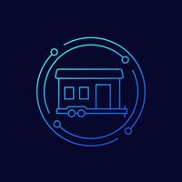 mobile home icon, linear design vector