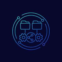 share files icon with folders, linear design vector