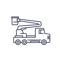 bucket truck line icon on white vector