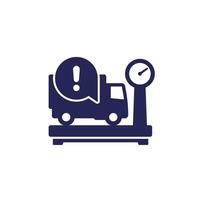 truck weight icon with warning sign vector