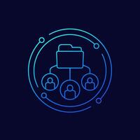 shared folder, document collaboration icon, linear design vector