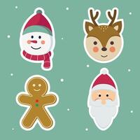 Christmas stickers collection vector