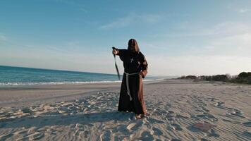 Monk Practising Martial Arts With Nunchaku video