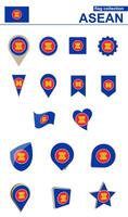 ASEAN Flag Collection. Big set for design. vector