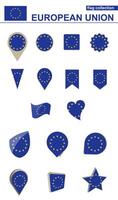 European Union Flag Collection. Big set for design. vector