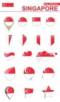 Singapore Flag Collection. Big set for design. vector