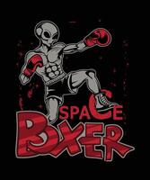 Space boxer alien t-shirt design. vector