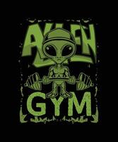 Alien gym fitness t-shirt design vector