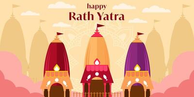 plano diseño contento rath yatra horizontal bandera ilustración vector