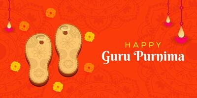 happy guru purnima horizontal banner illustration in flat design vector