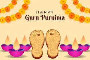 happy guru purnima background illustration in flat design vector