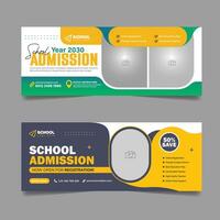 Back to school admission social media cover design and higher education banner template vector