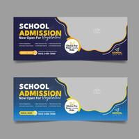 Back to school admission social media cover design and higher education banner template vector