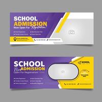 Back to school admission social media cover design and higher education banner template vector