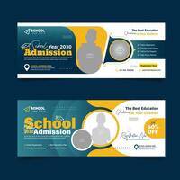 Back to school admission social media cover design and higher education banner template vector