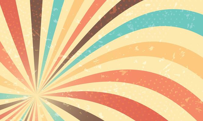 Circus, Abstract Retro Background with Colorful Burst, Vintage Poster, Striped, Grunge Texture, 60s, 70s