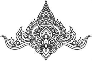 Black Thai pattern on a white background. vector