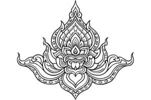 Black Thai pattern on a white background. vector