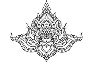 Black Thai pattern on a white background. vector