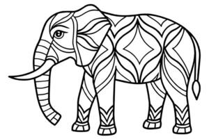 Thai pattern elephant black on white background vector