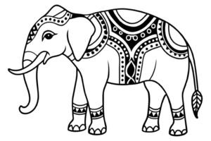 Thai pattern elephant black on white background vector