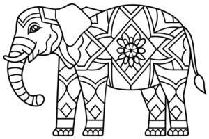 Thai pattern elephant black on white background vector